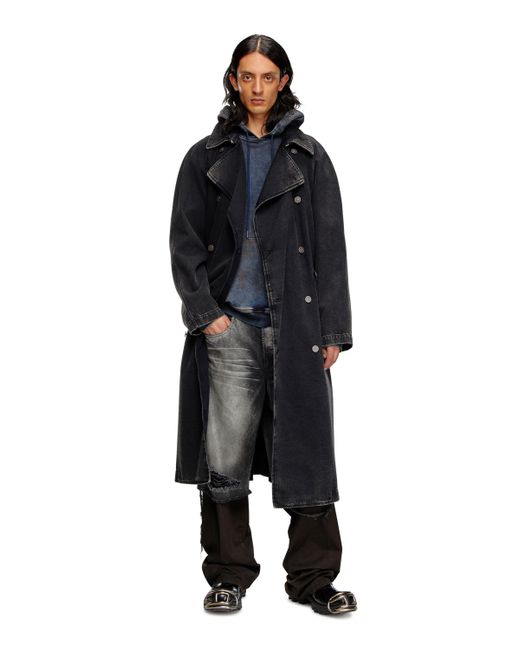 Trench-coat en denim délavé DIESEL pour homme en coloris Black