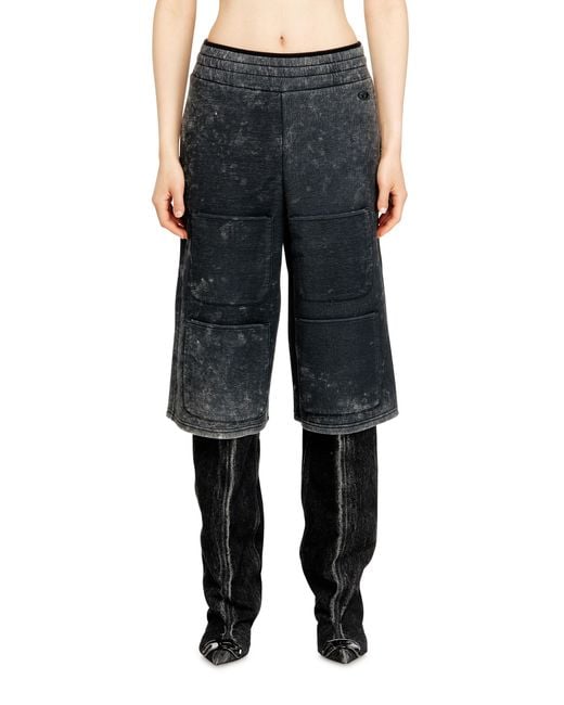 DIESEL Black Wide-Leg Shorts