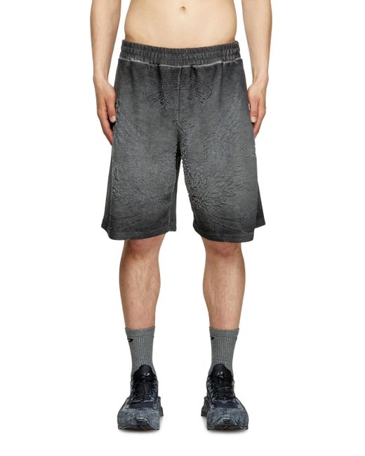 DIESEL Gray Sweat Shorts With Phoenix Devoré for men