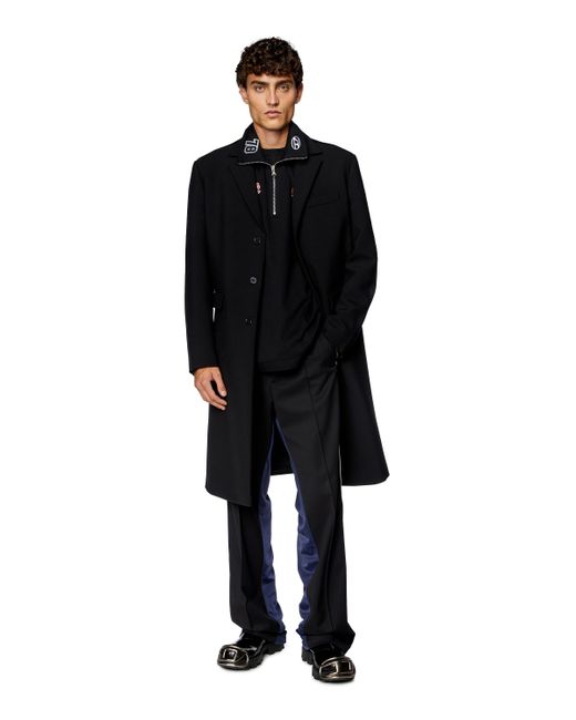 DIESEL Black Hybrid Coat In Cool Wool And Jersey for men