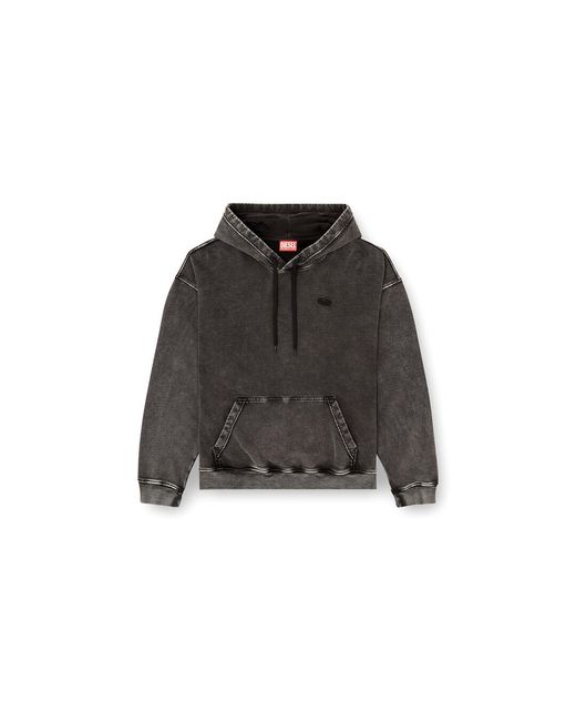 DIESEL Black Hoodie With Raw-Cut Back Patch for men