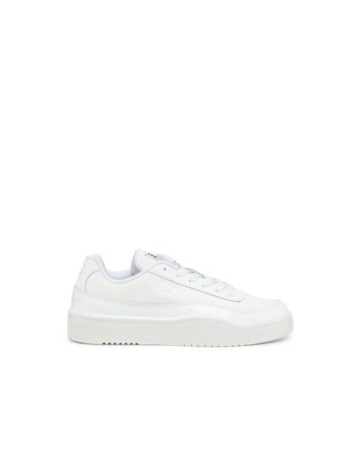 DIESEL White S-Tracker-D-Silicone-Dipped Leather Sneakers for men