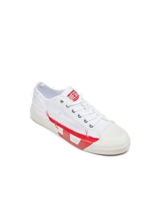 DIESEL White S-D-Verse-Dirty-Effect Canvas Sneakers for men