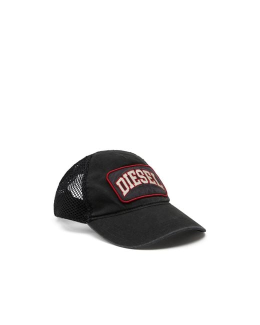 DIESEL Black Baseball Cap With Fishnet Mesh for men