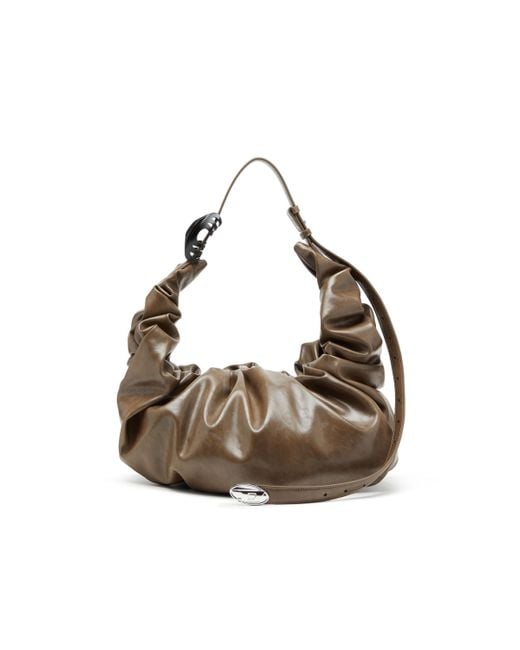 Bolso Hobo Grande Fruncido En Pu Brillante DIESEL de color Natural