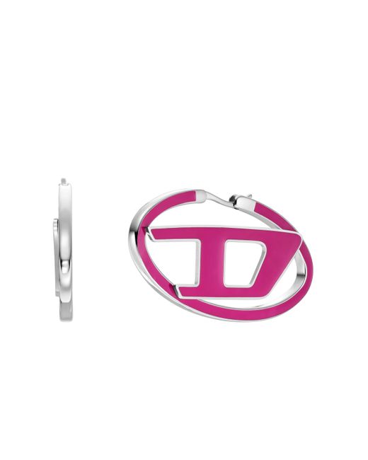 DIESEL Pink Stainless Steel Hoop Earrings