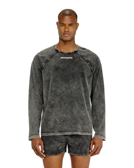DIESEL Gray Cotton Pijama Top With Logo Patch for men