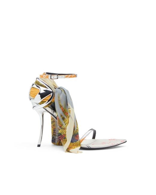 DIESEL White D-ten & Half-bandana Stiletto Sandals In Satin