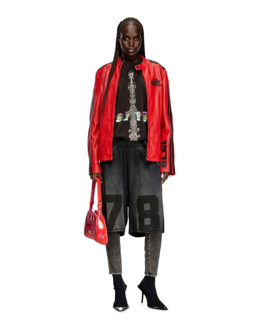 DIESEL Pop レザージャケット Red
