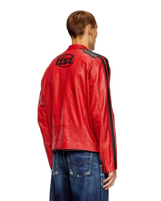 DIESEL Pop レザージャケット Red