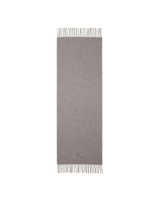 DIESEL Gray Wool-Blend Scarf With Fringed Edges