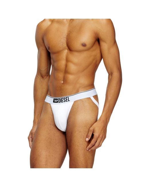 DIESEL White Three-pack Jockstraps With Front Logo for men