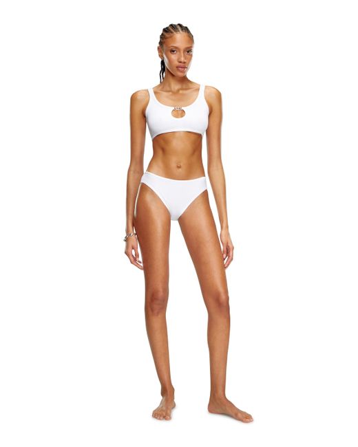 DIESEL Blue Ribbed Briefs With Oval D Plaque