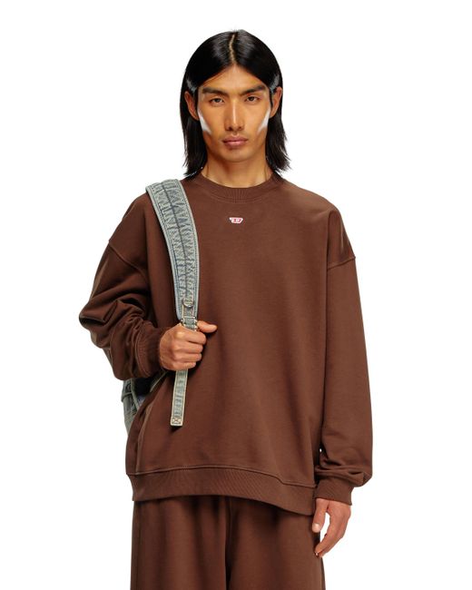 DIESEL Brown Sweatshirt With D Logo Patch for men