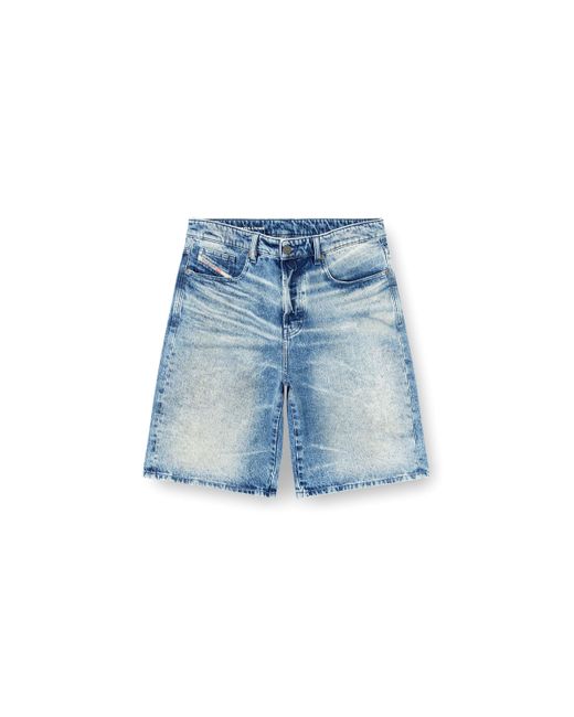 メンズ DIESEL Denim Shorts With Lyrics Print Blue