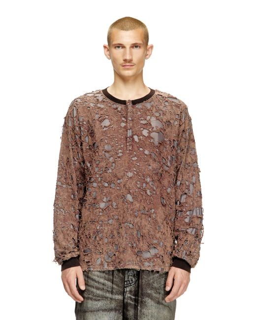 DIESEL Men's Brown Long-Sleeve T-Shirt