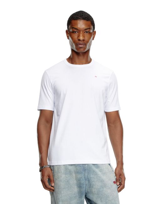 DIESEL White T-Shirt With Micro-Embroidered Logo