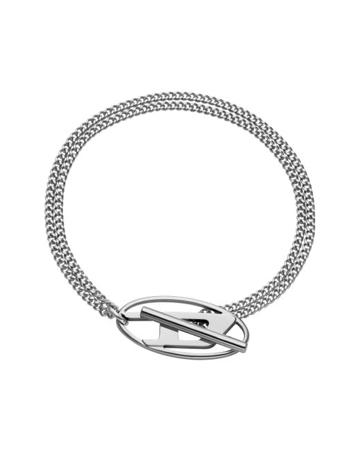 DIESEL White Stainless Steel Chain Bracelet