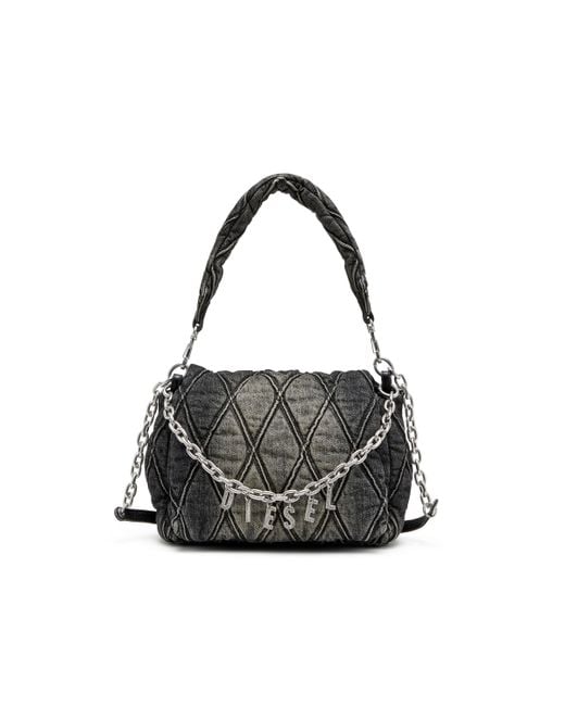 DIESEL Black Charm-D M-Schultertasche Aus Steppdenim