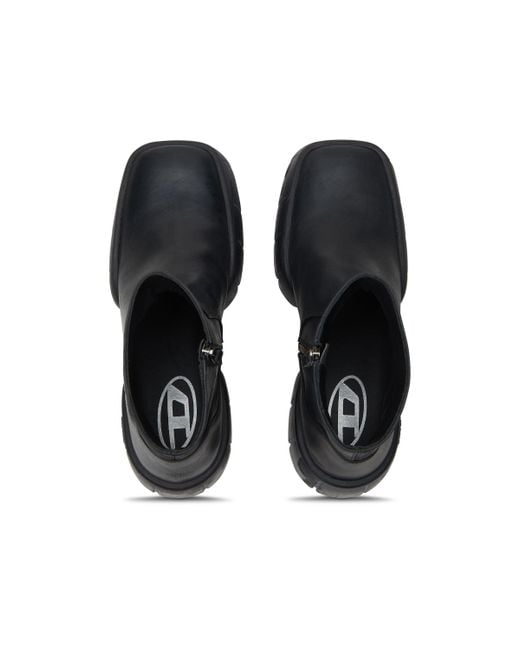 DIESEL Black D-Tex-Oiled Leather Ankle Boots With Split Sole for men