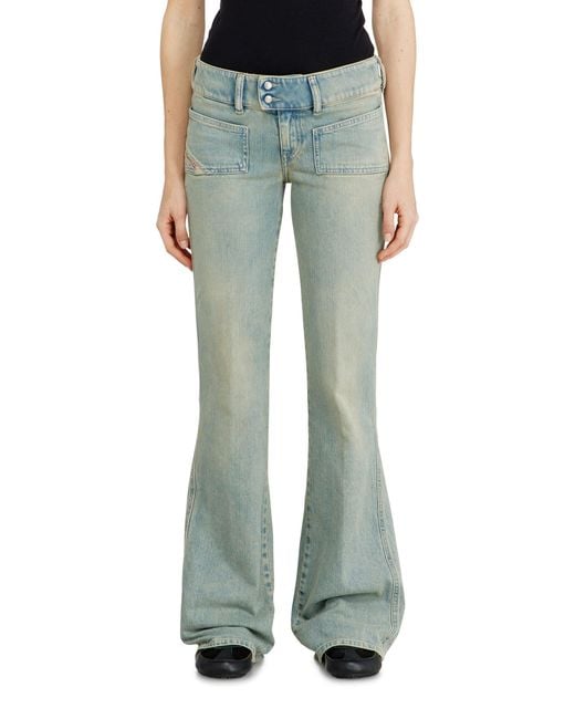 DIESEL Green Bootcut Jeans Low Waist D-Hush, Medium, Zip Fly