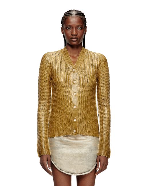 DIESEL Metallic Ribbed Cardigan With Shiny Effect