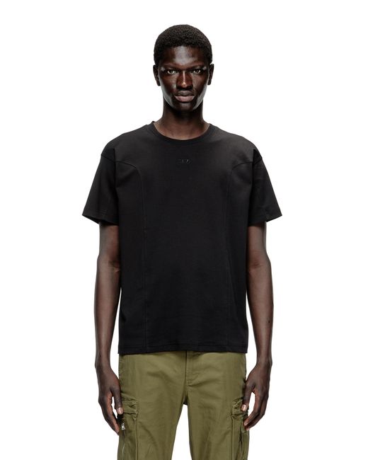 DIESEL Black T-Shirt With Solid Color Panels for men