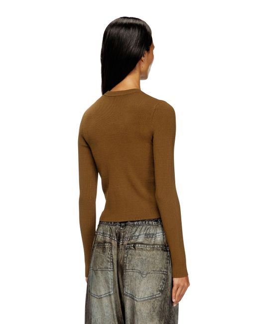 DIESEL Multicolor Rib-Knit Viscose-Blend Top With Oval D