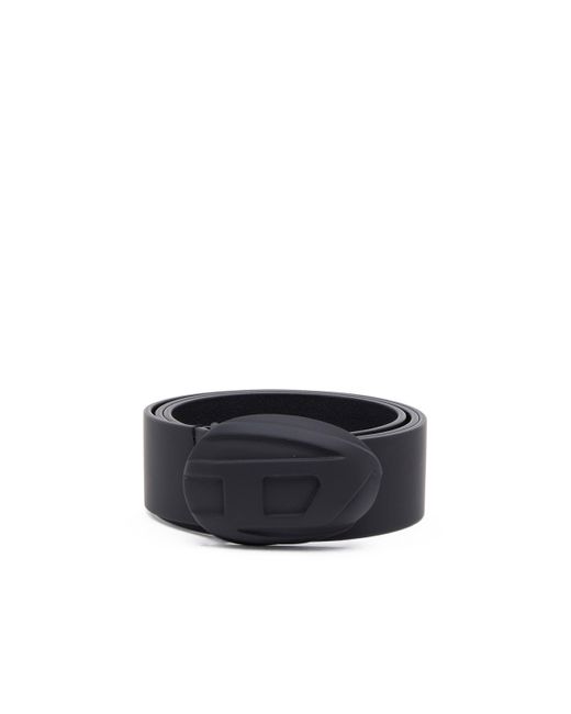 DIESEL Black Leather Belt With Hard-Shell Oval D Buckle for men