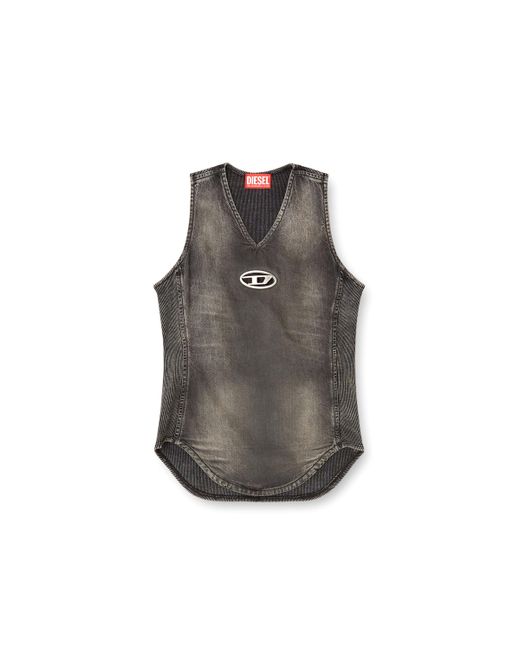 DIESEL Black Denim Top With A Used Effect