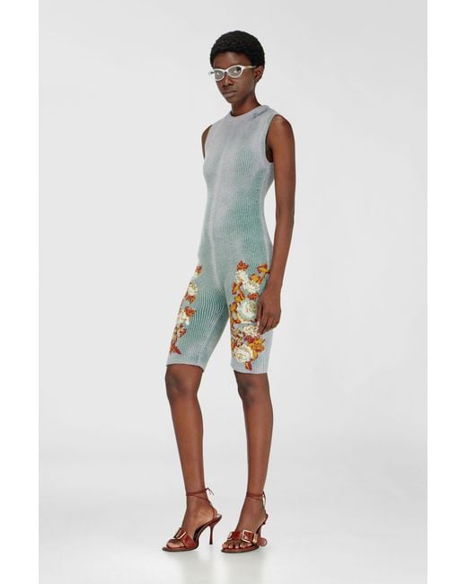 DIESEL Multicolor Knitted Playsuit With Floral Motif