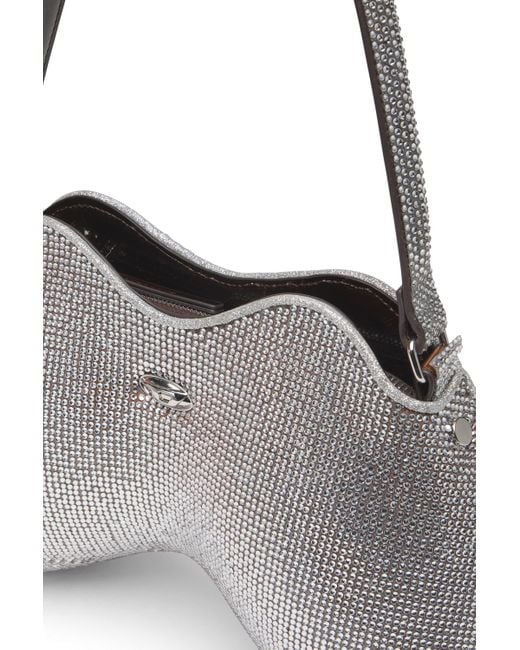 DIESEL Double-D-Shoulder Bag With All-Over Crystals White
