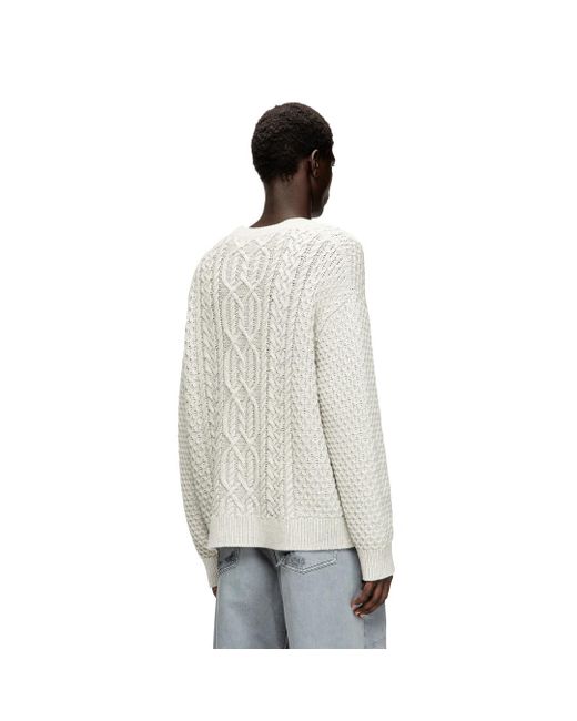 DIESEL White Cable-Knit Cardigan With Logo for men