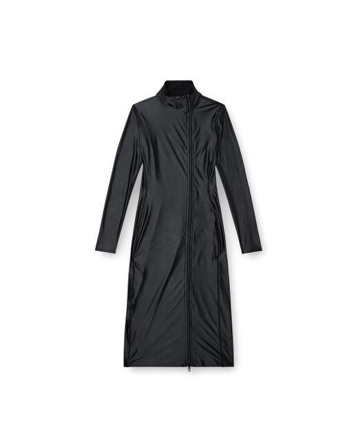 DIESEL Black Mock Collar Long-Sleeve Midi Dress With Chintz Finish