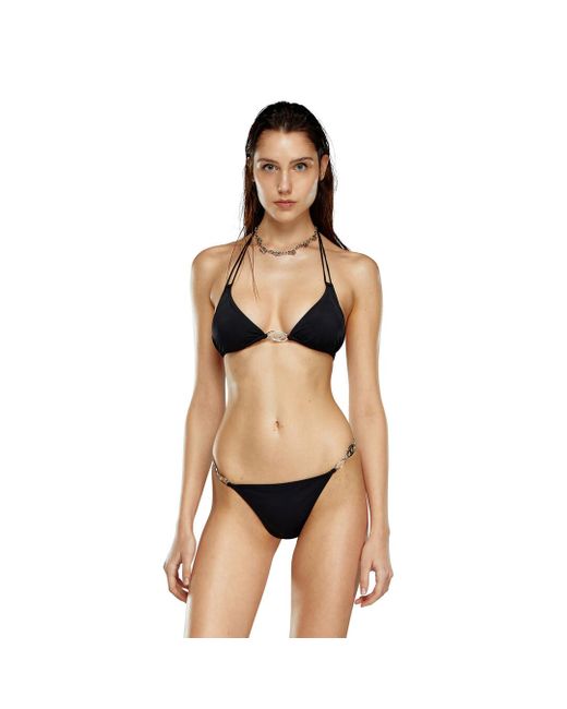 DIESEL Black Bikini Top With Oval D Plaque
