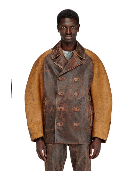DIESEL Brown Cocoon Peacoat for men
