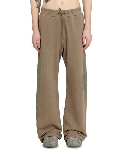DIESEL Natural Treated Pants With Logo Print for men