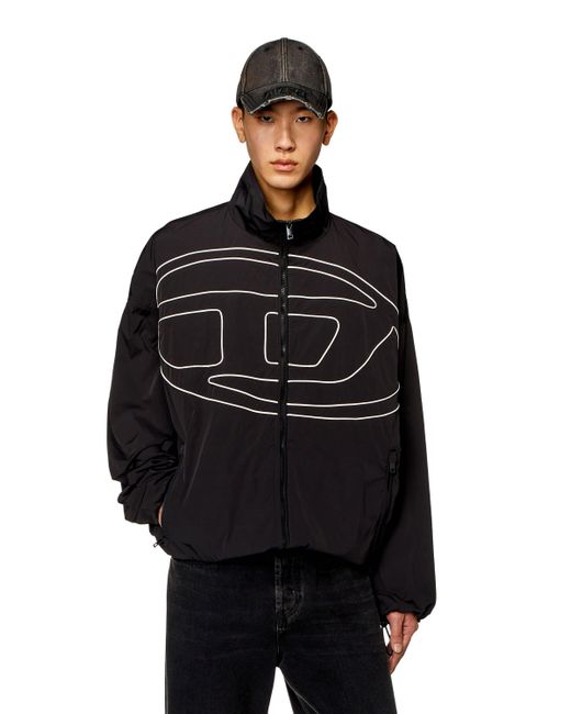 DIESEL Black Taslan Jacket With Piped Oval D for men