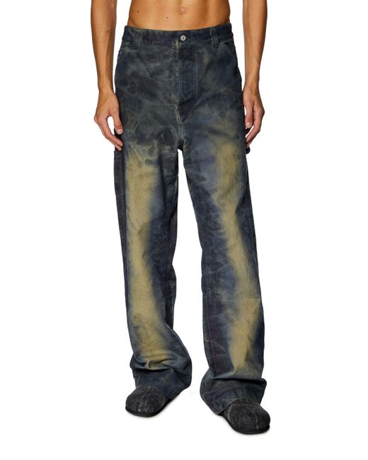 DIESEL Blue Utility Pants In Treated Canvas for men
