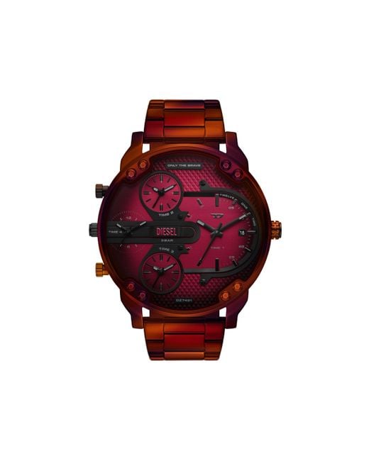 Reloj Slim Mr. Daddy Rojo De Acero Inoxidable DIESEL de hombre de color Red