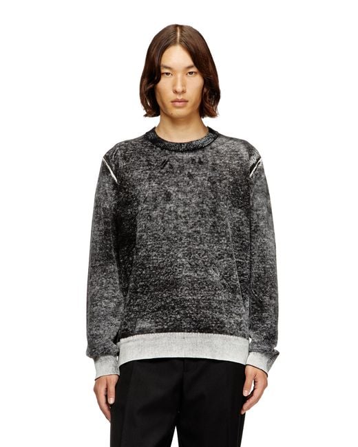 DIESEL Black Jumper With Faded Reverse Print for men