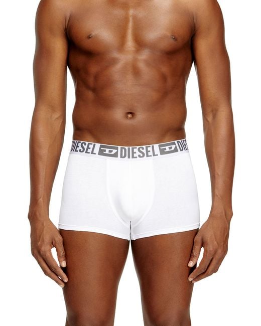 DIESEL White Three-Pack Of Stretch Cotton Boxer Briefs With Tonal Waistband for men