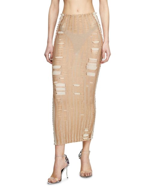 DIESEL Natural Seamless Midi Skirt With Lingerie Illusion