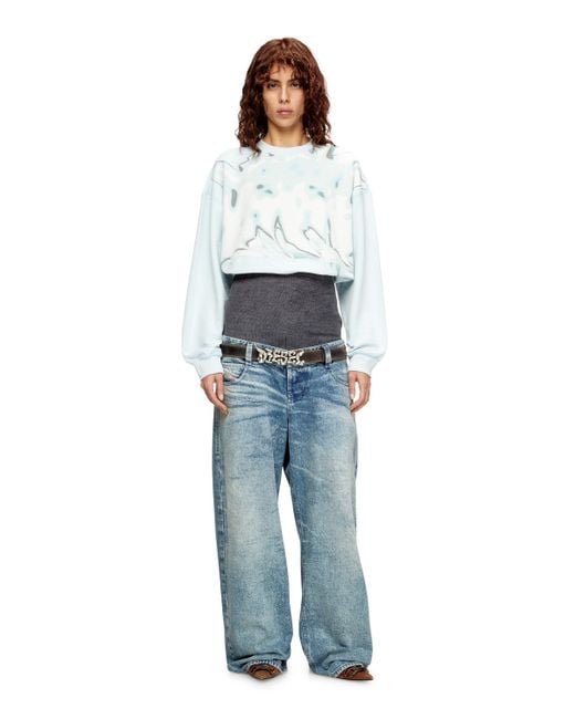 DIESEL Distressed Sweatshirt With Graffiti Print White