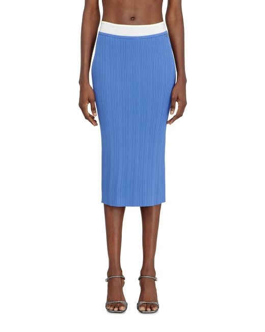 DIESEL Blue Ribbed Knit Skirt With Contrast Waistband