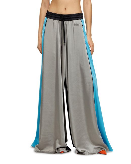 DIESEL Blue Palazzo Pants In Satin And Double Knit