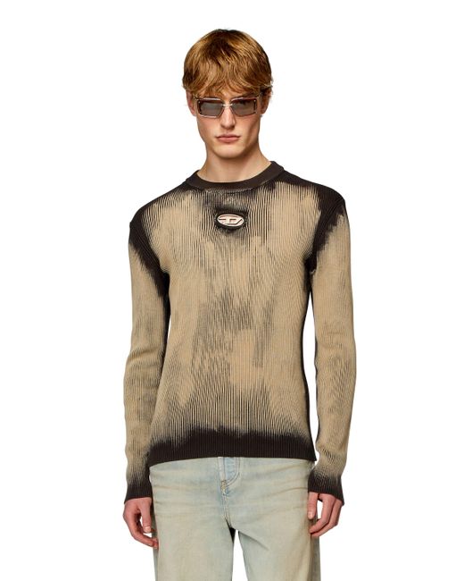 Maglione trattato con logo in metallo di DIESEL in Natural da Uomo