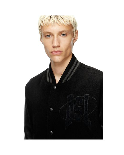 DIESEL Black Varsity Bomber Jacket for men