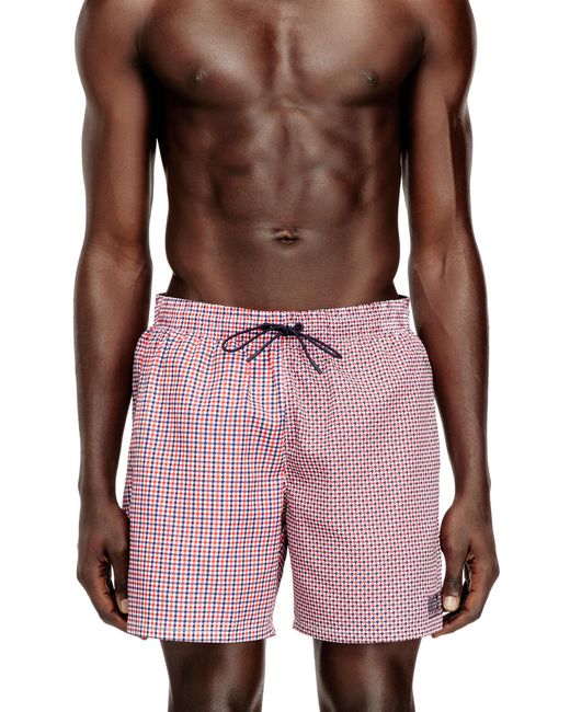 DIESEL Pink Swim Shorts With Mixed Patterns for men
