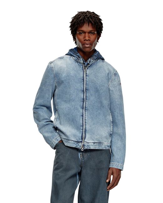 DIESEL Blue Zipped Jacket In Denim for men